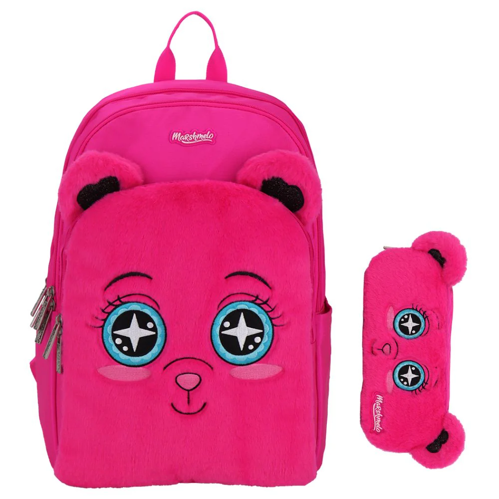 תיק בית ספר חצי אורטופדי פרוותי עם קלמר מסדרת Fluffy Pack מבית Marshmelo - Image 2