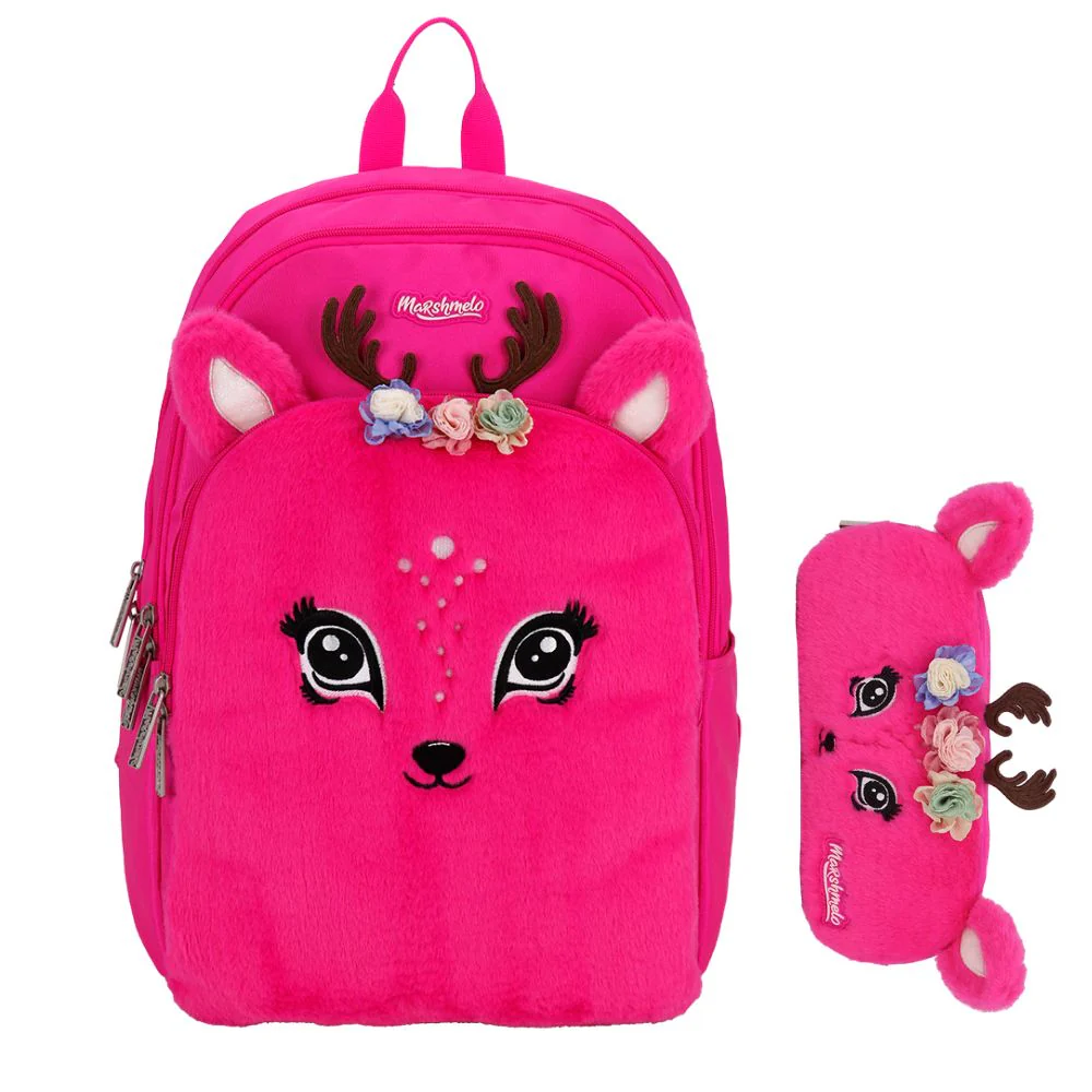 תיק בית ספר חצי אורטופדי פרוותי עם קלמר מסדרת Fluffy Pack מבית Marshmelo - Image 5