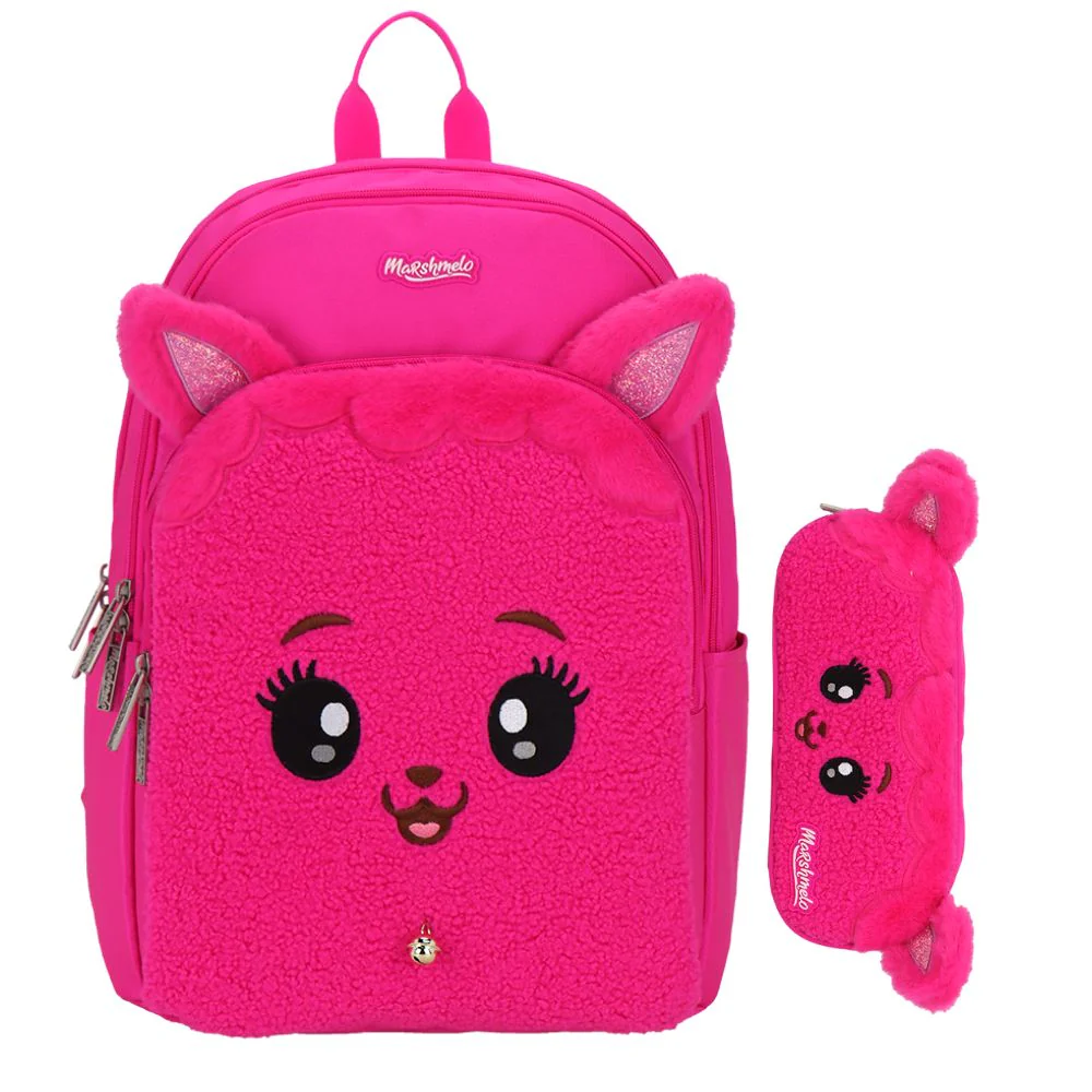 תיק בית ספר חצי אורטופדי פרוותי עם קלמר מסדרת Fluffy Pack מבית Marshmelo - Image 6