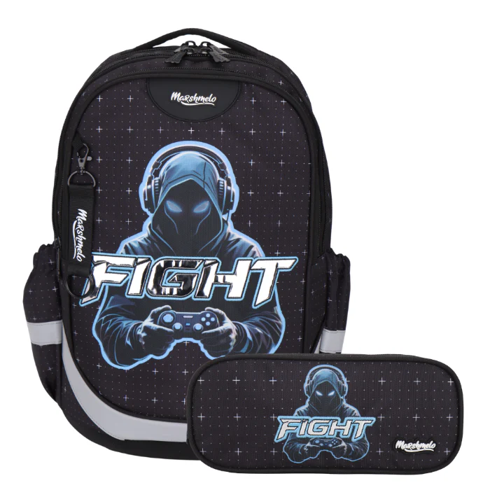 תיק בית ספר אורטופדי 3 תאים עם קלמר תואם דגם Fight מבית marshmelo | Dreamland