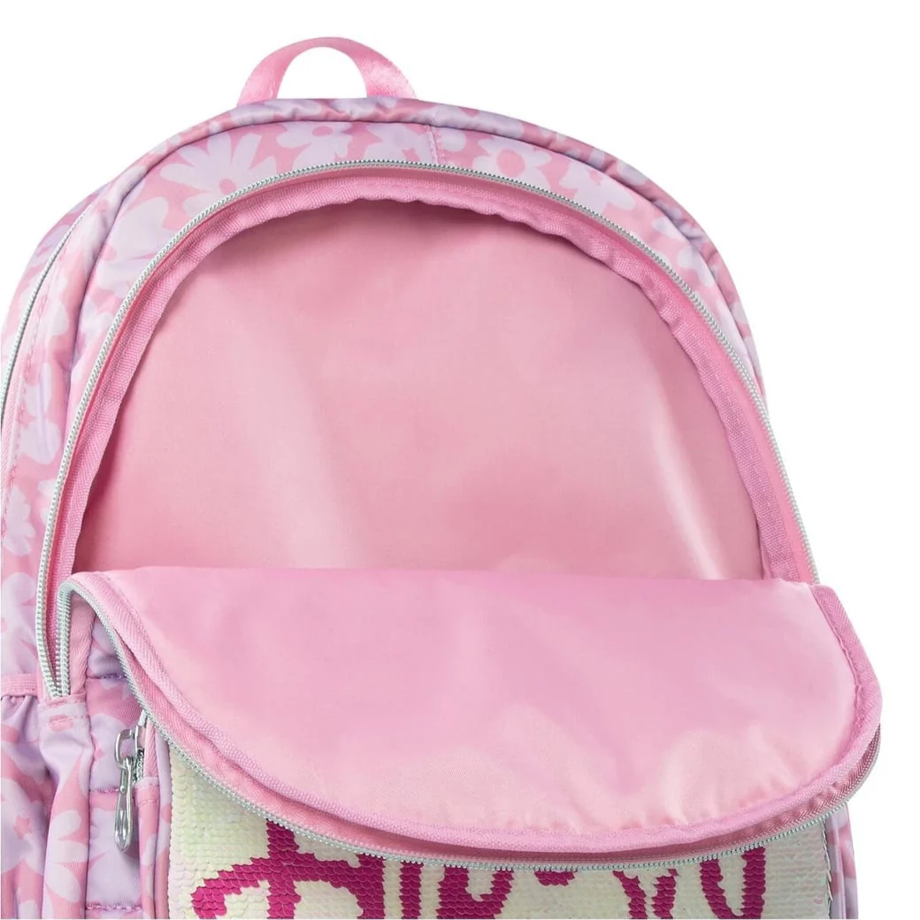 תיק גב אופנתי לבית הספר עם פייטים מתחלפים לבנות מבית המותג העולמי Hurley - Image 8