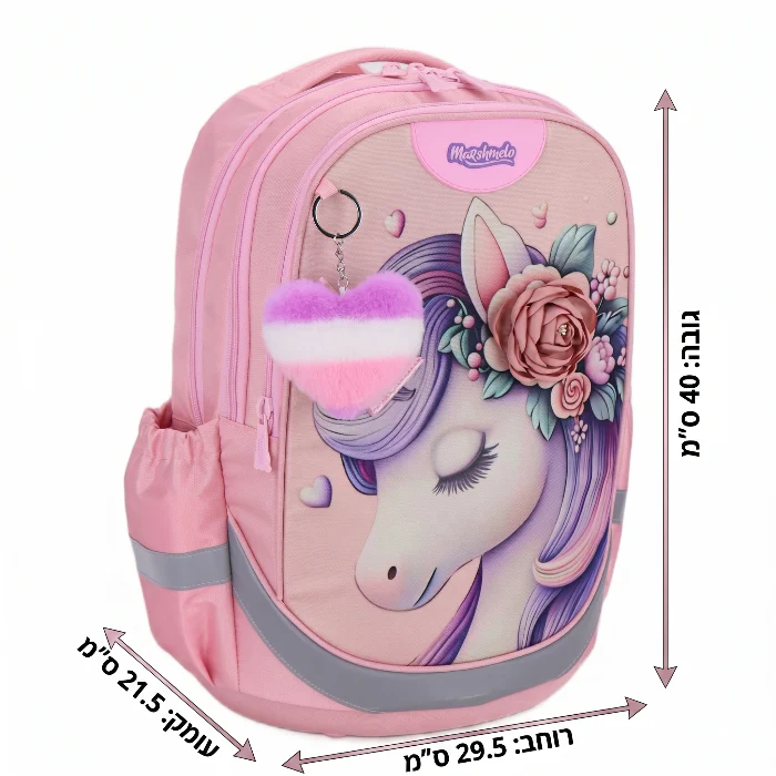 מארז תיק אורתופדי 9 ב 1 כולל עגלה דגם יוניקורן Dreamland Deluxe מבית Marshmelo - Image 2