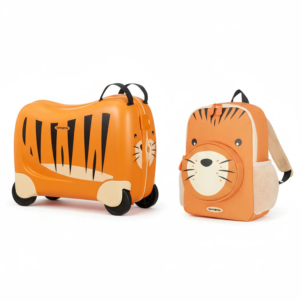 סט נסיעות לילדים דגם Dream Rider Tiger מזוודת רכיבה ותיק גן תואם מבית Samsonite