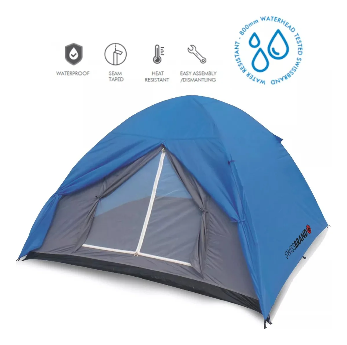 אוהל קמפינג 2 אנשים - 2 עונות מבית SWISSBRAND דגם CLASSIC TENT - Image 2